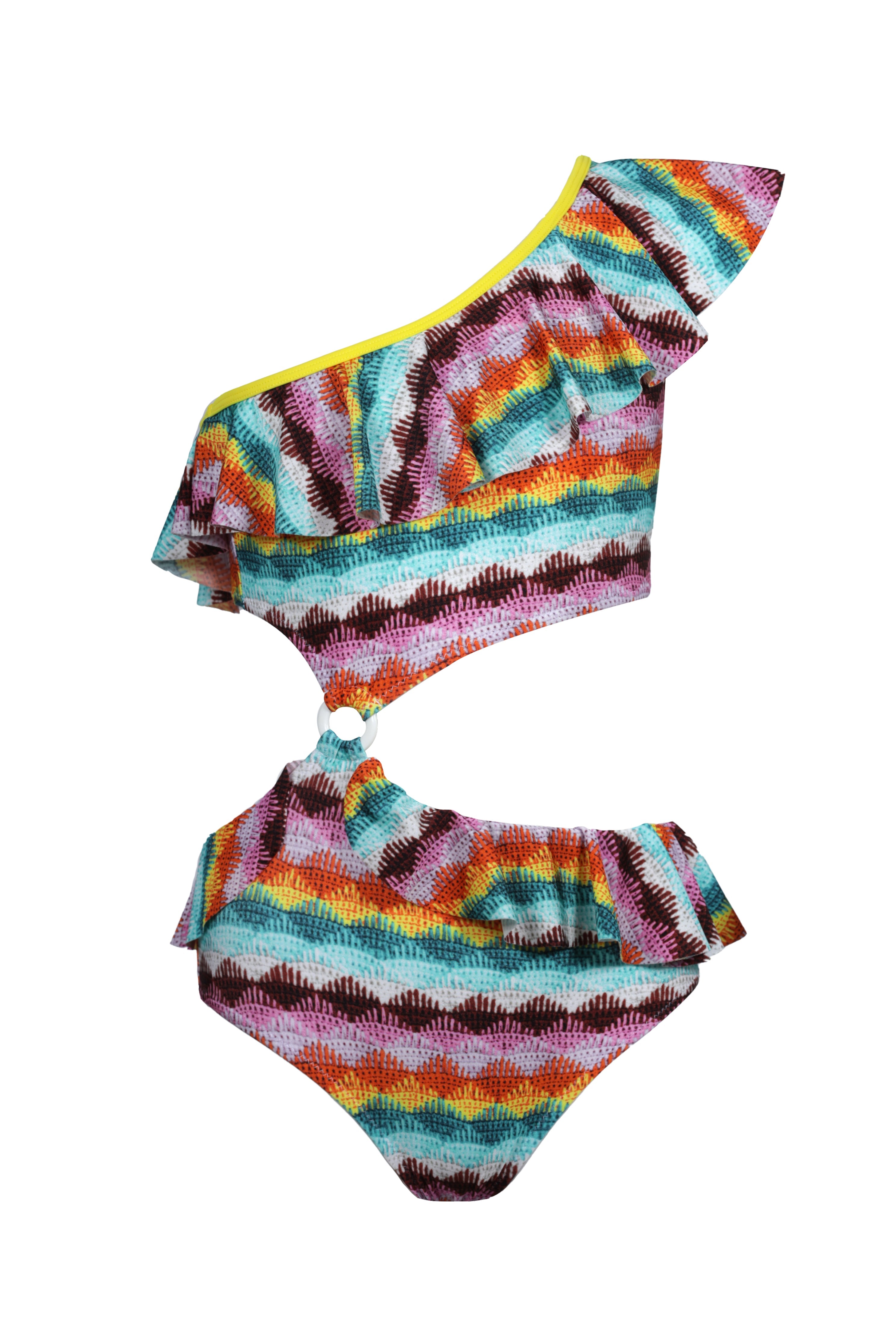 CAMELIA Ruffle One-Shoulder & Waist Cut-Out Swimsuit Nessi Byrd