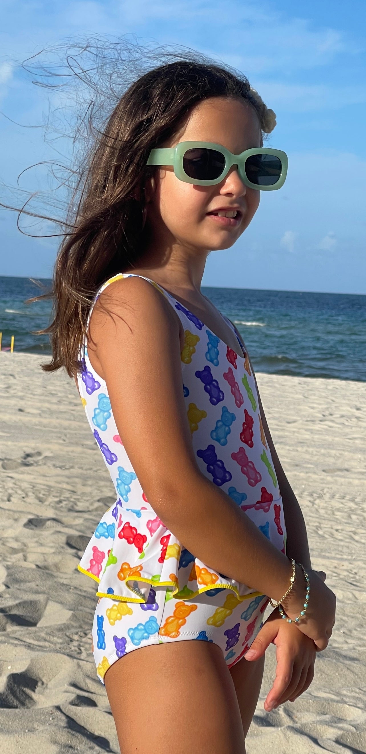ASAMI Print Sleeveless Ruffle Waist One-Piece Swimsuit Nessi Byrd