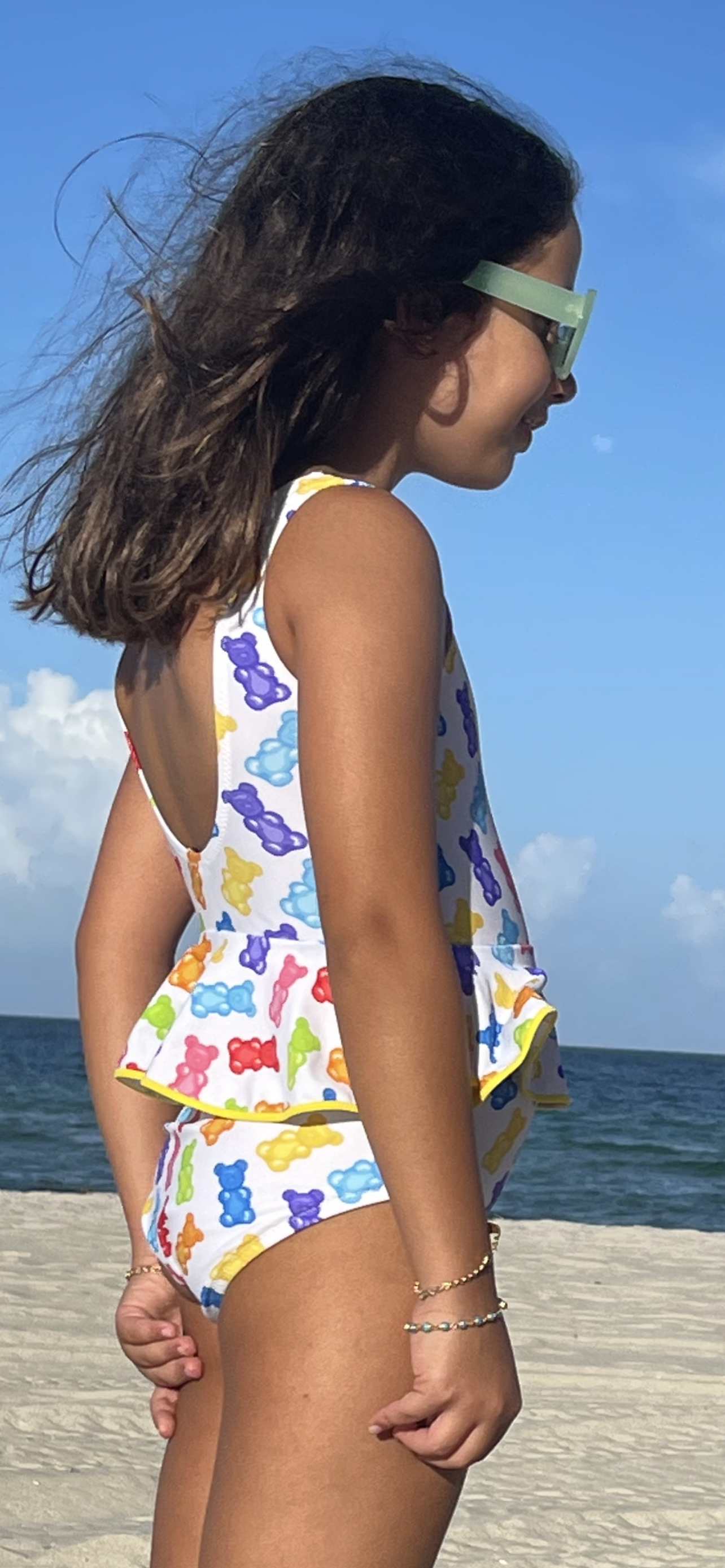 ASAMI Print Sleeveless Ruffle Waist One-Piece Swimsuit Nessi Byrd