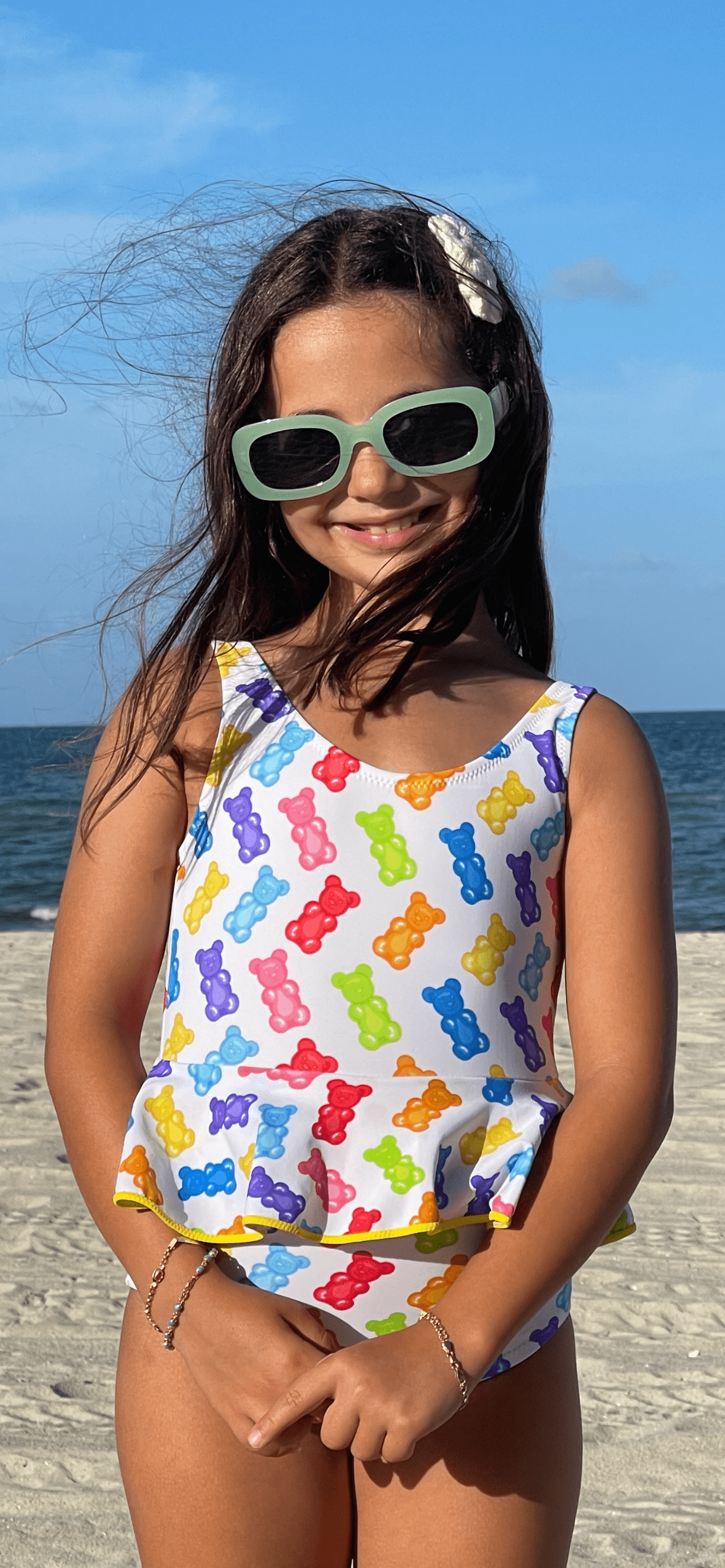 ASAMI Print Sleeveless Ruffle Waist One-Piece Swimsuit Nessi Byrd