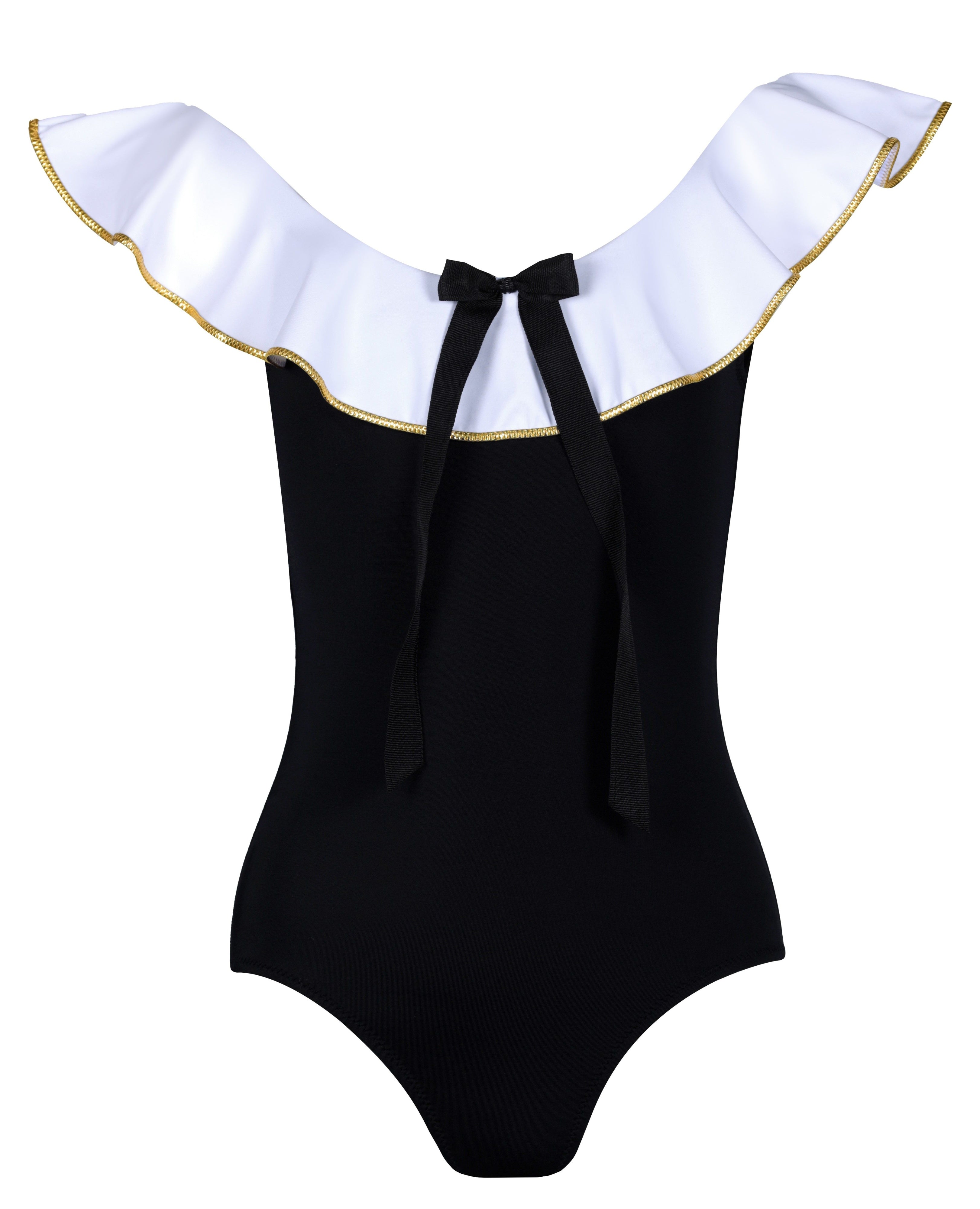 JOSIE Contrast Ruffle On & Off-Shoulder Bow Swimsuit Nessi Byrd