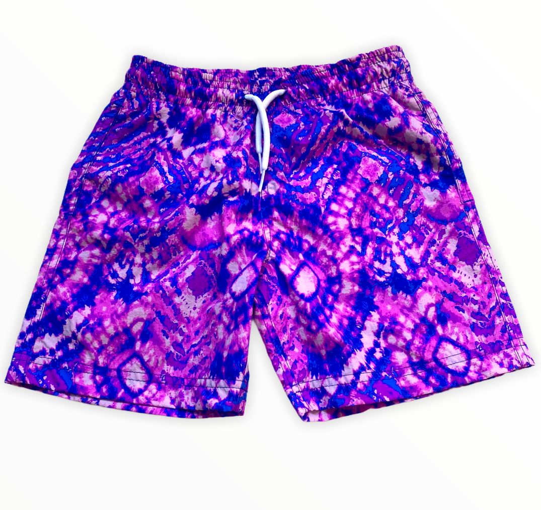 Axel Kids' Ethnic-Batik Print Purple Quick-Dry Swim Trunks Nessi Byrd