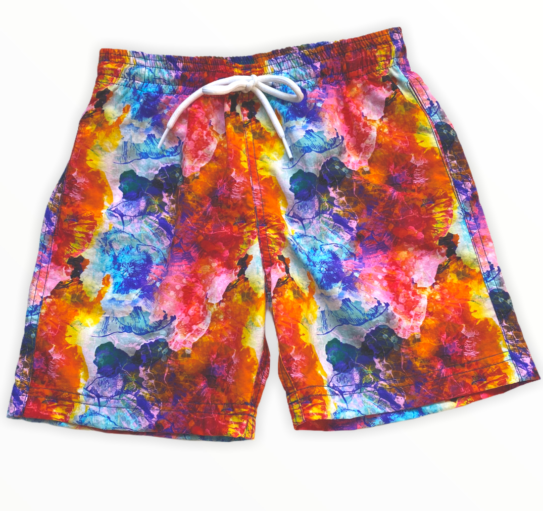 Benjamin Kids' Colorful Batik Print Quick-Dry Swim Trunks Nessi Byrd