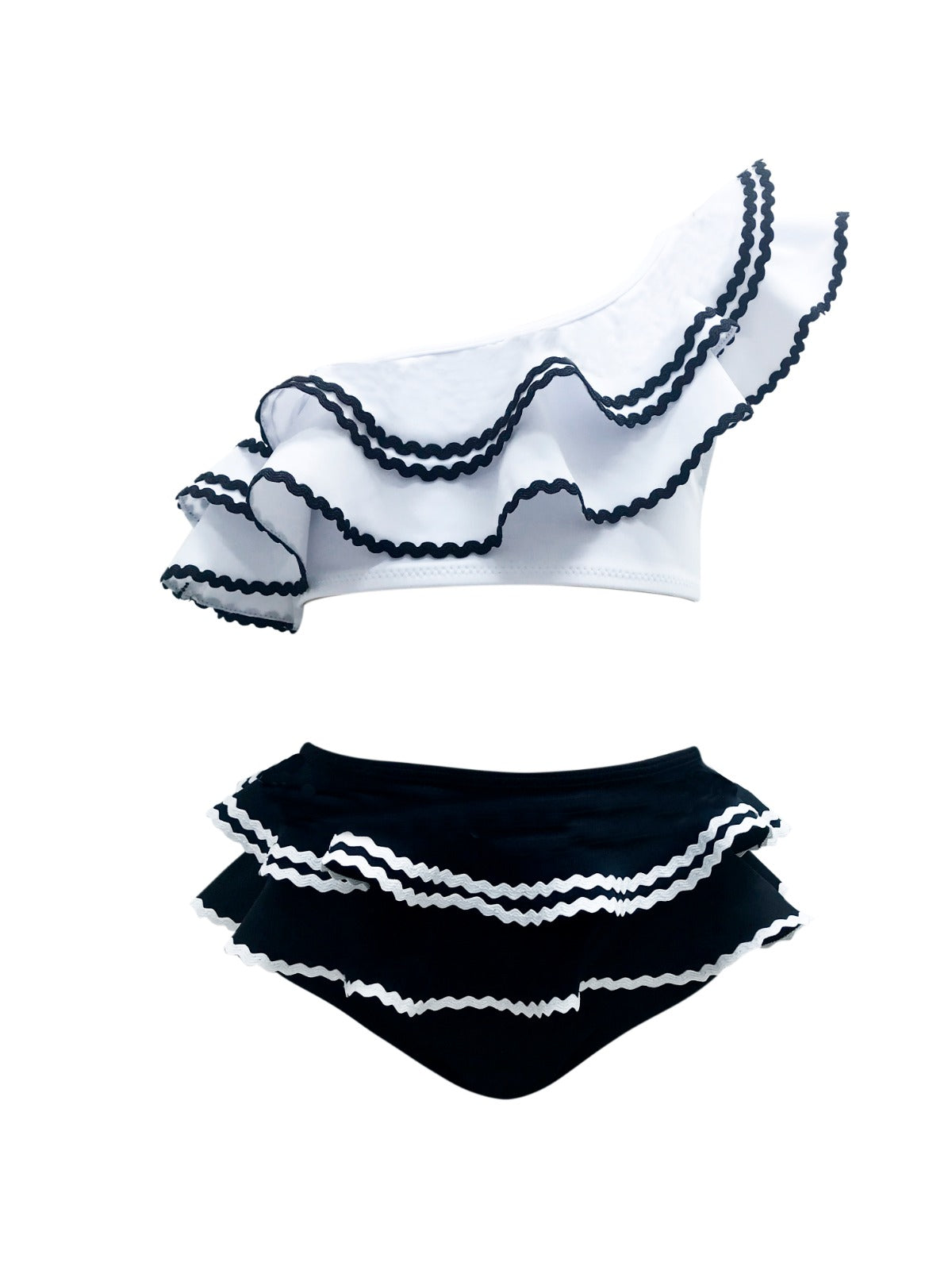 Selene Tired Ruffle One-Shoulder & Waist Two-Piece Bikini Nessi Byrd