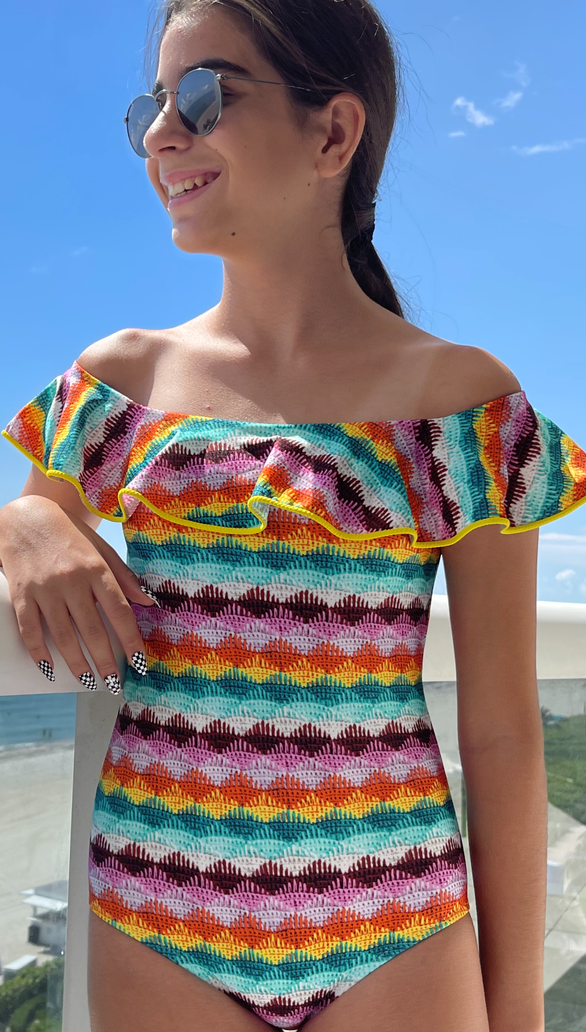 PALE Ruffled On & Off-Shoulder Swimsuit Nessi Byrd