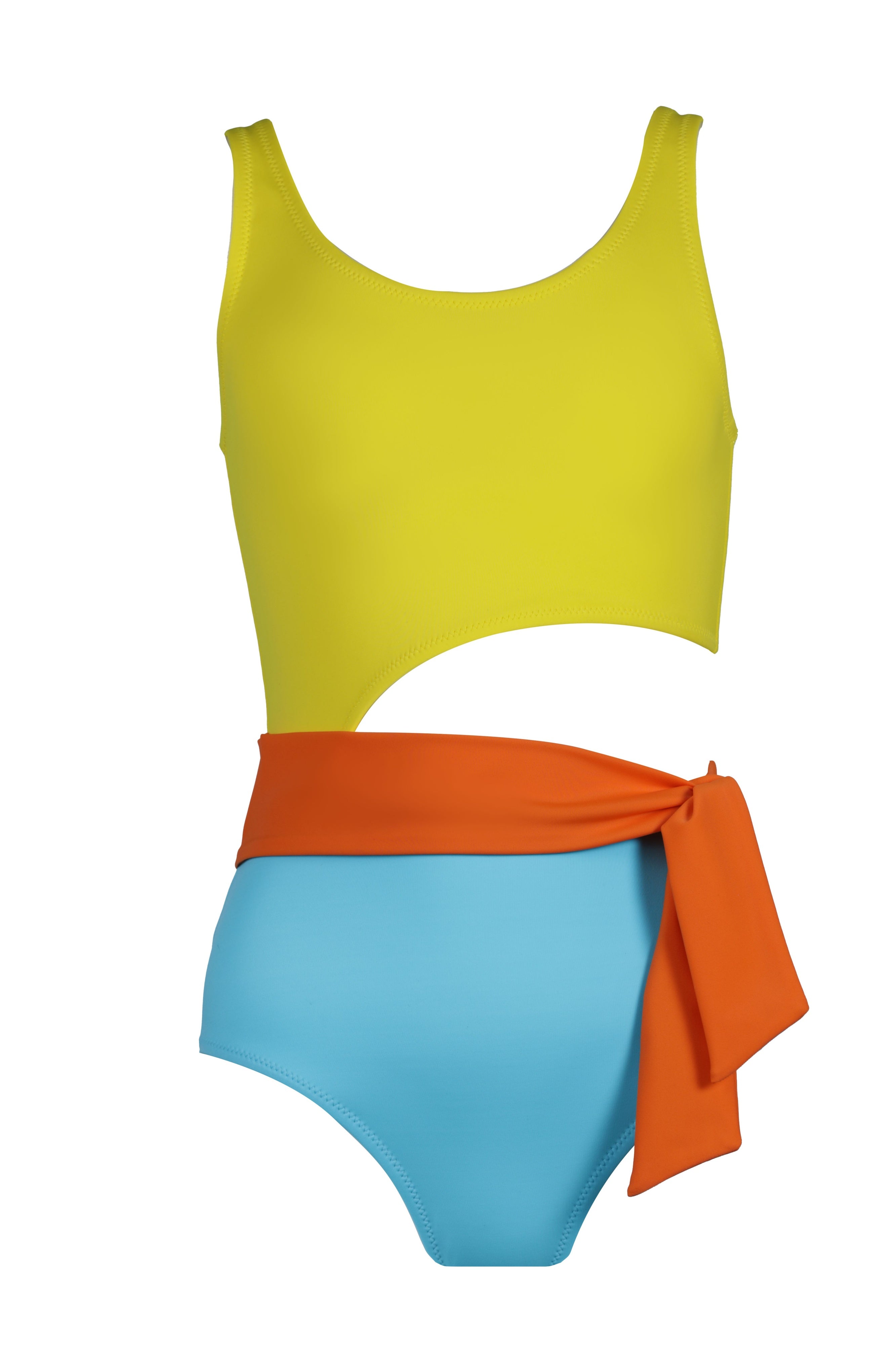 KYLIE Sleeveless Cut-Out Belted Swimsuit Nessi Byrd