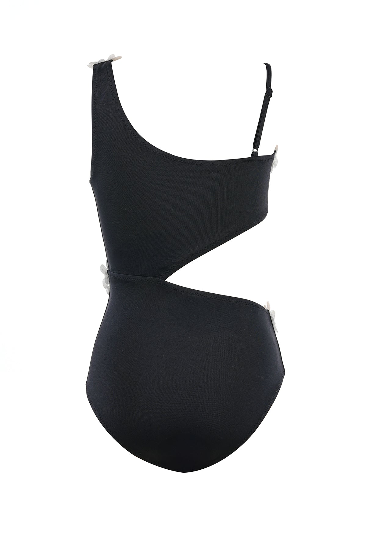 NATHALIE Asymmetric Side Cut-Out 3D Floral & Pearl Hardware One